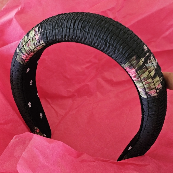 Lele Sadoughi x Loveshackfancy Black Coffee Padded Headband Shirred Floral main image 6
